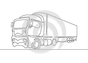 Continuous line drawing of Pickup truck transport vector illustration simple concept.