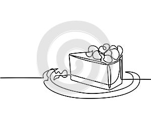 Continuous line drawing of piece cake