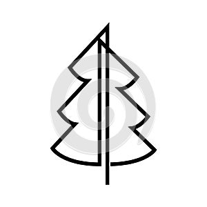 Continuous line drawing of pine. Fir-tree. Black isolated on white background. Hand drawn christmas tree vector