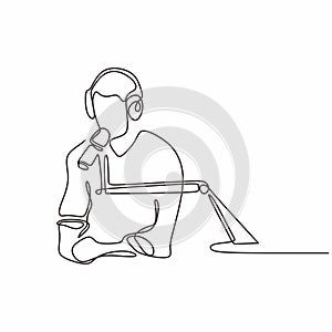 continuous line drawing podcast microphone vector one lineart simplicity illustration minimalist design