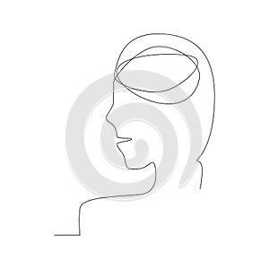 continuous line drawing of portrait of a thinker. isolated sketch drawing of portrait a thinker line concept. outline thin stroke