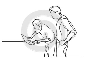 Continuous line drawing of programmers working together