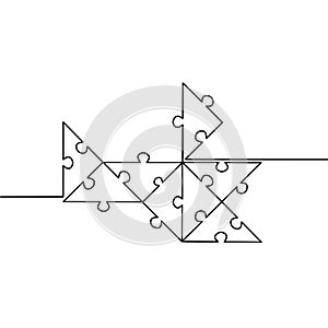Continuous line drawing of puzzle, pieces problem solving business