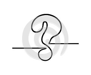 Continuous line drawing of question mark design