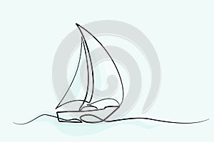 Continuous line drawing sailboat