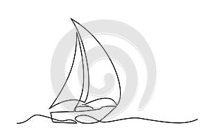 Continuous line drawing sailboat