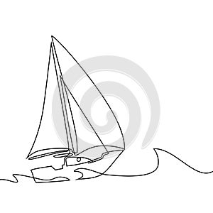 Continuous line drawing of sailboat