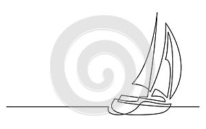 Continuous line drawing of sailing boat