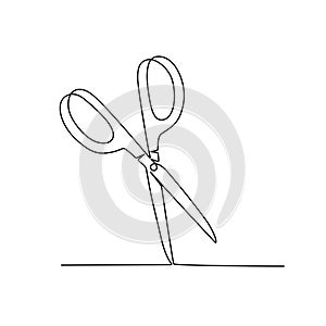 Continuous line drawing of scissors. Vector illustration