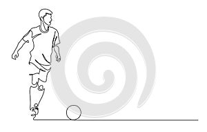 continuous line drawing of soccer player shooting a freekick vector illustration