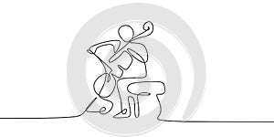 continuous line drawing of someone playing classical music instruments