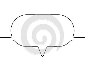 Continuous line drawing of speech bubble, Black and white vector minimalistic linear illustrati