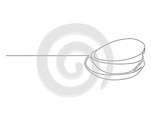 Continuous Line Drawing Of Stack Of Bowls. One Line Of Bowls. Bowls Continuous Line Art. Editable Outline