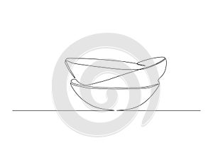 Continuous Line Drawing Of Stack Of Bowls. One Line Of Bowls. Bowls Continuous Line Art. Editable Outline