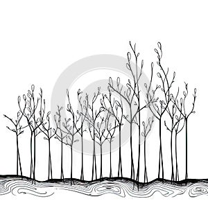 Continuous Line Drawing of Tree Growth Steps for Plant Lovers.