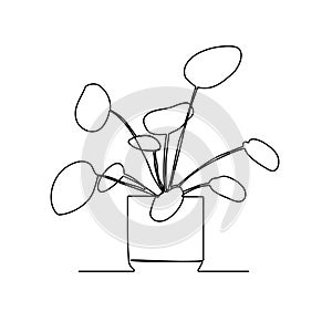 Continuous line drawing of tree on white background. Vector illustration