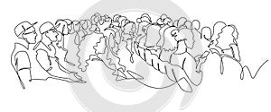 Continuous Line Drawing of Vector illustration character of audience in the conference hall