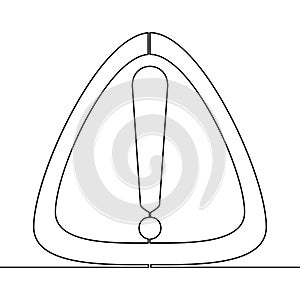 Continuous line drawing Warning sign icon concept