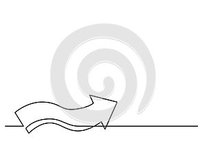 Continuous line drawing of wavy arrow