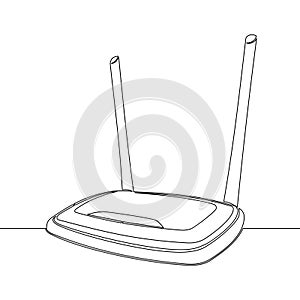 Continuous line drawing Wi Fi router design icon vector illustration concept