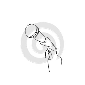 continuous line drawing wired microphone vector one lineart simplicity illustration minimalist design