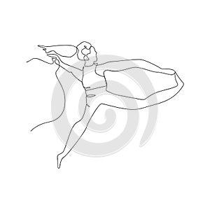 continuous line drawing of woman doing exercise. isolated sketch drawing of woman doing exercise line concept. outline thin stroke
