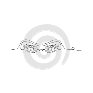 Continuous line drawing of womans eye. isolated sketch drawing of womans eye line concept. outline thin stroke vector illustration