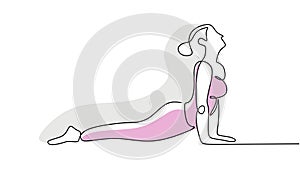 continuous line drawing women doing yoga, sport fitness concept. vector healthy lifestyle illustration