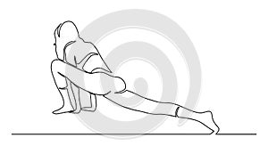 Continuous line drawing of women fitness yoga. concept of health illustration. One continuous drawn line of yoga drawn from the