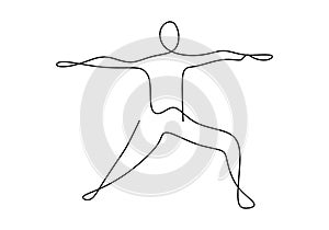 Continuous line drawing of women fitness yoga concept vector health illustration. Beautiful girl doing yoga exercise. Pose