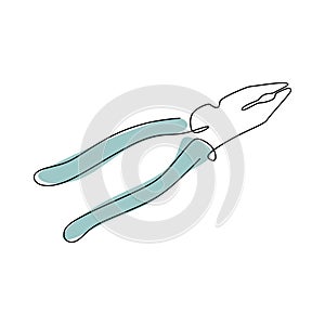 continuous line drawing of work tools for clamping