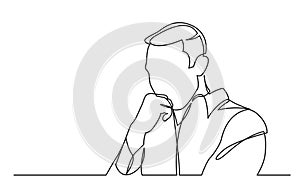 Continuous line drawing of worried man