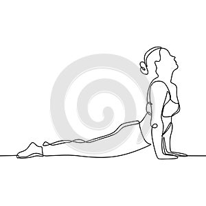 Continuous line drawing of yoga aerobic girl minimalism design sport theme