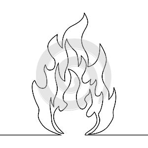 Continuous line fire one line drawing vector fire