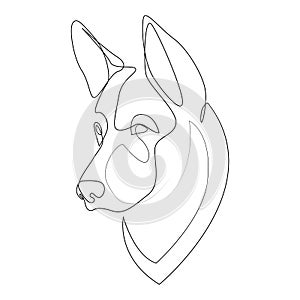 Continuous line German Shepherd. Single line minimal style Shepherd dog vector illustration. Portrait