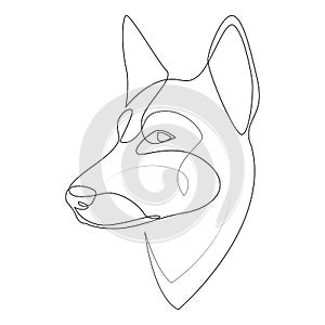 Continuous line German Shepherd. Single line minimal style Shepherd dog vector illustration. Portrait