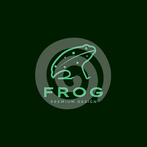 Continuous line green frog logo symbol icon vector graphic design illustration idea creative