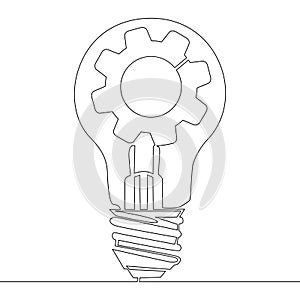 Continuous line lamp bulb gear Idea innovation