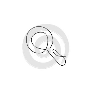 Continuous line of magnifying glass icon. Magnifying glass logo in single line style isolated on white background