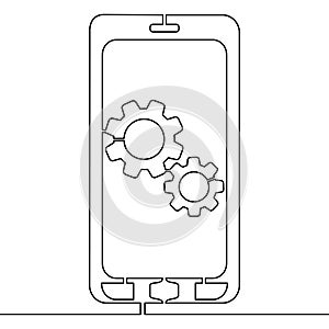Continuous line Mobile service application concept