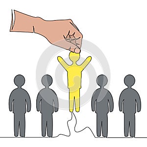 Continuous line person is selected from a group