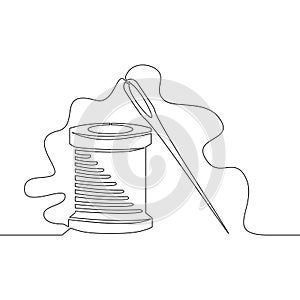 Continuous line Sewing needle with thread spool