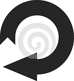 Continuous loop arrow rotating counterclockwise, symbolizing repetition, loop actions, and infinite processes in a dynamic and