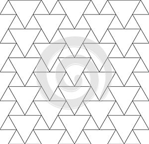 Continuous Monochrome Vector Web, Plexus Texture. Seamless Ramadan Graphic Luxury Background Pattern. Repeat Black Triangular,