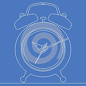 Continuous one line alarm clock vector concept