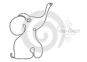 Continuous one line art drawing elephant animal