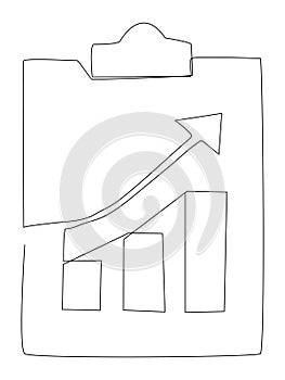 Continuous one line art of Growing graph, Line art business chart icon.