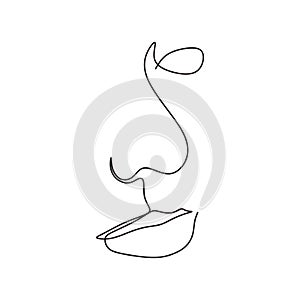 Continuous one line drawing of abstract face minimalism and simplicity vector illustration. Minimalist hand drawn sketch lineart