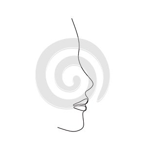 Continuous one line drawing of abstract face minimalism and simplicity vector illustration. Minimalist hand drawn sketch lineart