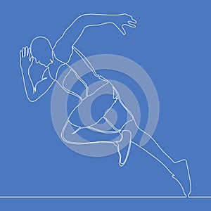 Continuous one line drawing athlete running